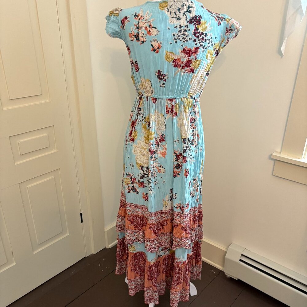 Blue and Apricot Tiered Maxi Dress by Angie - Picture 4 of 8